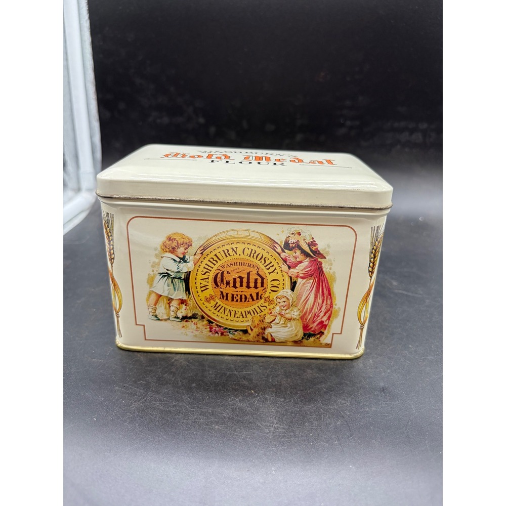 Vintage 1990 Gold Medal Flour Tin Box Company Washburn Mills Advertising Tin